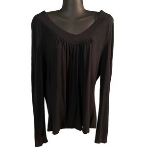 XL Isaac Mizrahi black long sleeve scoop neck tunic blouse top